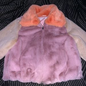 New York & Company Multi-Color Fur Coat